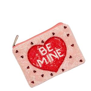 Porte-monnaie en toile perlée, broderie en coton, mini portefeuille coloré à paillettes, design en forme de cœur, petite pochette zippée par MD HANDICRAFTS - Product Image 1