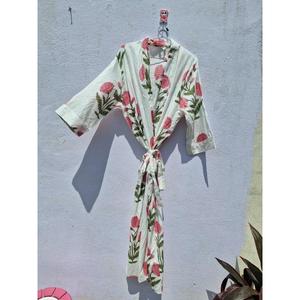 Floral Cotton <b>Kimono</b> Robe Women White Boho <b>Kimono</b> Dressing Gown Lightweight Summer <b>Beach</b> Cover Up Lounge Wear - Product Image 1