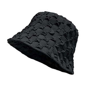 Chapeau Bob Noir Gaufré Unisexe Décontracté Printemps-Été Adulte en Polyester Non-Tissé - Product Image 1