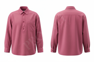 Chemise décontractée ajustée tendance à manches longues, demi-fermeture, en coton, avec poches sur le devant, pour le travail et les affaires - Product Image 4