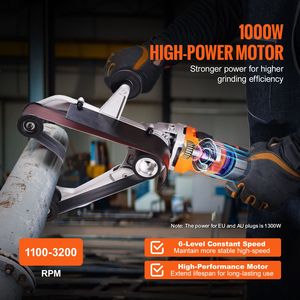 Lucidatrice Professionale per Tubi da 1000W, Levigatrice a Nastro a 6 Velocità Variabili, 1100-3200 giri/min, Pialla Elettrica, Macchina per Smerigliatura - Product Image 2