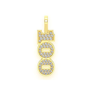 Trendy Classic Design Premium Quality 14K <b>Solid</b> <b>Gold</b> Iced out Memorial Number Natural Diamond <b>Pendant</b> Hip Hop Style Fine Jewelry - Product Image 1