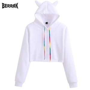 Sudadera corta con capucha para mujer, de manga larga, a rayas - Product Image 5