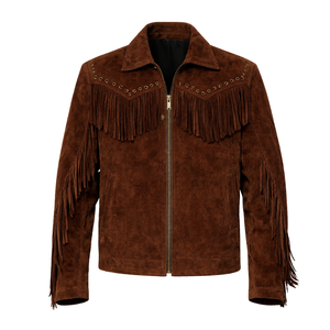 Soft Cowboy Fringe <b>Suede</b> Leather <b>Jacket</b> for Men Warm & Comfortable Western Style Coat Wholesale Manufacturer Supplier - Product Image 6