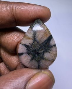 Colgante de Piedra Preciosa Natural de Chiastolita Marrón, Cabujón de Cristal Pulido, Chiastolita Natural para Joyería - Product Image 2