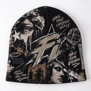 Wholesale Unisex High Quality Custom Logo Plain Designer All Over Sublimation Print Beanies Cap Y2K Jacquard Warm Beanies Luxury - Product Image 2