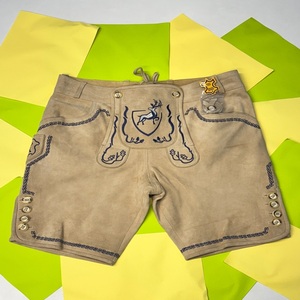 Shorts Bermuda Brodés Grande Taille pour Hommes, Faits Main en Coton, Décontractés, Taille Mi-Haute, Fermeture Boutonnée, Motif Lettres Décoratif - Product Image 4