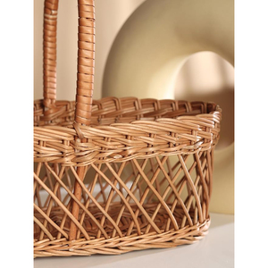 Cesta de Compras de Mimbre de Diseño Clásico Ovalado, para Picnic al Aire Libre, Recolección de Frutas, Tamaño Personalizado, Decoración de Cocina - Product Image 3