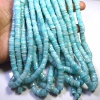 Perles de pierre précieuse Amazonite bleue naturelle de qualité supérieure, 7-7,5 mm, taille facetée, brin de 16 pouces, forme Heishi pour la fabrication de bijoux