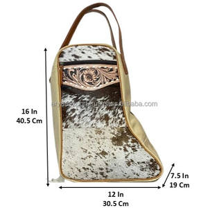 Sac à chaussures en cuir de vachette fait main, sac de rangement durable en toile pour chaussures, idéal pour les voyages, la gym, le travail, organisateur léger à fermeture éclair pour chaussures - Product Image 2
