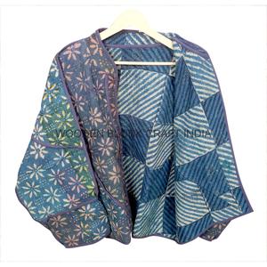 Veste Kantha vintage en coton artisanal écologique avec col mandarin, respirante et adaptée à toutes les saisons, pour femmes et filles - Product Image 2