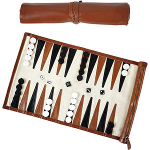 Genuine Masterpiece PU Leather <b>Backgammon</b> Edition Signature Luxury Chess Board with Leather Playing Surface - Product Image 5