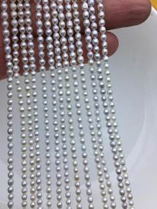 Perlas de Agua Dulce Ovaladas Blancas de 3-5mm, Hebra Suelta de 15 Pulgadas para Fabricación de Joyería, Venta al Por Mayor, Acabado de Alto Brillo - Product Image 4