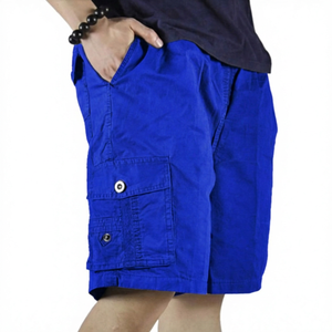 Shorts Bermuda en toile respirante pour homme, 100 % coton, écologiques, couleur unie, taille mi-haute avec cordon élastique, décontractés - Product Image 2