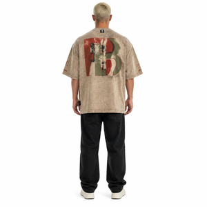T-shirt homme surdimensionné en coton 260 GSM, coupe ample, effet délavé, avec impression graphique, style streetwear, Rehman Brothers Custom OEM. - Product Image 2