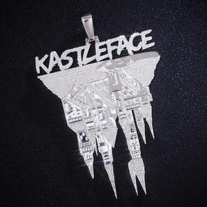 Colgante de Aleación Plateada con Diseño de Kastleface, con Cristales de Estrás y Micropavé, Estilo Hiphop Unisex, Joyería de Moda - Product Image 1
