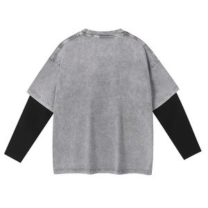 เสื้อยืดสไตล์ Y2K แบบสั่งทำโลโก้ เสื้อทรงหลวม ผ้าฝ้าย 100% ทรงบ็อกซี่ แขนสั้นสองชั้น แห้งเร็ว ผ่านการซักแล้ว ทรงพอดีตัว - Product Image 2