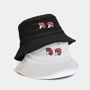 Chapeau Bob Unisexe en Coton avec Broderie Champignon, Décontracté, Printemps-Été, Adulte - Product Image 1