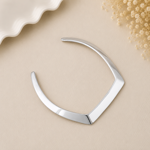 Geometric <b>Silver</b> Rhodium Plated <b>Choker</b> Necklace Minimalist Unisex Everyday Wear - Product Image 3