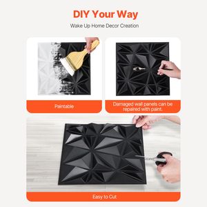 Set da 33 Piastrelle Diamantate in PVC Minimaliste per Arte Moderna, Pannelli Murali 3D 11,81 x 11,81, Copertura 32 Piedi Quadrati per Parete d'Accento per Interni - Product Image 6