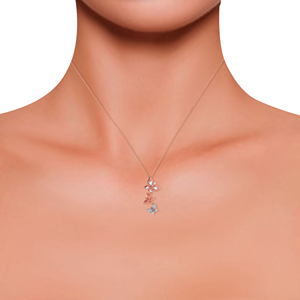 Pendentif papillon en or rose 18 carats avec diamants ronds taille brillant, bijou tendance pour femme, idéal pour un usage quotidien romantique - Product Image 3