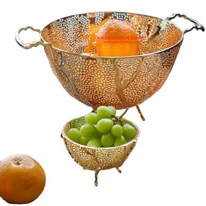 Bol de corbeille à fruits en métal doré de haute qualité avec base à pied Décoration de cuisine à domicile Vaisselle Bol à pop-corn - Product Image 1