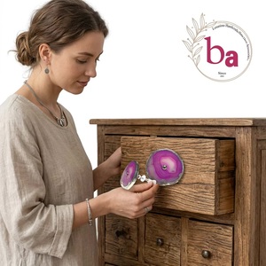 Ba Round <b>Ceramic</b> Industrial Cabinet <b>Knob</b> Pink Stone Modern Furniture Handle for Kitchen Dresser Warehouse Storage - Product Image 2