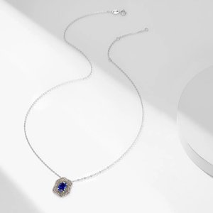 Collier pendentif ovale en argent 925 plaqué rhodium de luxe pour femme avec accents de diamants bruns et chaîne à maillons pour un usage quotidien - Product Image 3