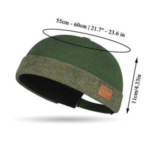 Gorros unisex sin visera, gorra Docker de pana con empalmes, gorro tipo Landlord, gorro sin ala ajustable, gorra casual estilo Hip Hop, gorra tipo Melon. - Product Image 4