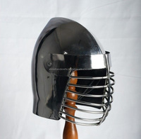 Casco Medieval Bascinet Armadura con Bargirl Helm Recreación Medieval Casco Barbuta Armadura Traje Plateado 18Ga Acero