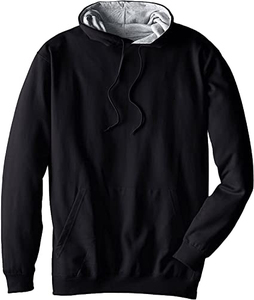 Sudadera con Capucha para Hombre, Color Gris Sólido, Algodón French Terry, Cuello Redondo, Bolsillo Canguro, Estilo Casual, Corte Regular, para Otoño - Product Image 3