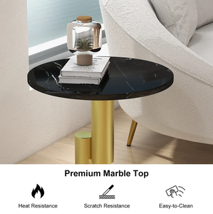 Innovative Style Black Luxury Furniture Marble Top <b>Sofa</b> <b>Side</b> <b>Table</b> for Living Room, Hotel, Office Round Modern Corner <b>Table</b> - Product Image 5
