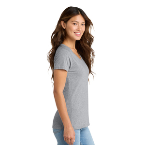 T-shirt pour femme à col en V, tissu en coton doux, manches courtes, vêtements décontractés, logo personnalisé, fabricant et fournisseur en gros - Product Image 4
