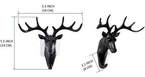 Deer Shaped Self <b>Adhesive</b> Wall <b>Hook</b> 1 Black & 1 More Black Waterproof Towel <b>Hooks</b> Stick for Bathroom Bathroom Towel Hanging - Product Image 2