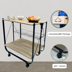 Chariot à thé en bois pliable au design moderne de qualité supérieure pour la maison, la salle à manger, le salon et l'entrepôt de l'hôtel. - Product Image 4