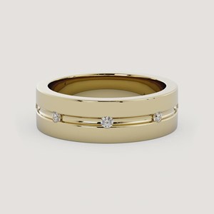 Anillo de boda para hombre con ranura de diamantes, engaste redondo de laboratorio, 6 mm, joyería fina moderna de lujo al por mayor, oro macizo de 10K, 14K, 18K - Product Image 6
