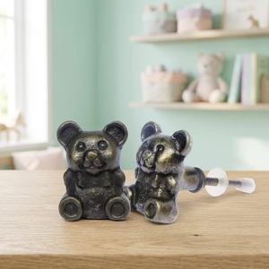 Teddy Bear Shape Cast Iron Industrial Design Drawer Handle <b>Knob</b> for Babies and Kids Furniture Easy Installation - Product Image 1
