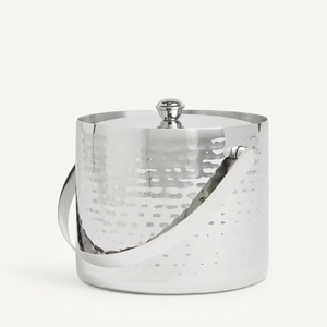 Modern Double Walled Wine Bucket Hammered Metal Champagne Chiller With Handles Durable Eco-Friendly Ice Pail For Home Decor - Product Image 2