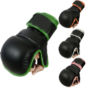Guantes de Boxeo de Piel de Vacuno Auténtica de Alta Calidad para MMA, Grappling, Muay Thai, Saco de Arena, UFC, Medios Dedos, Impermeables y Transpirables - Product Image 2