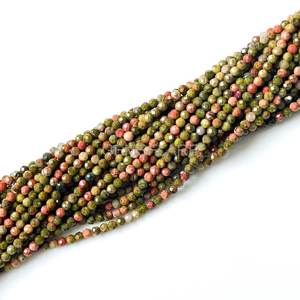 Natural Red Unakite Micro Faceted Round Beads 2MM Tiny Unakite Beads For Jewelry Making Wholesale Diamond Cut Faceted Loose Bead - Product Image 2