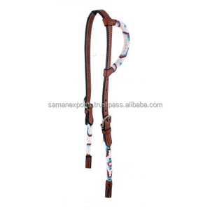 Cabecera de oreja única occidental de cuero de vaca 100% hecha a mano con trabajo de cuentas exclusiva al por mayor del proveedor del fabricante - Product Image 2