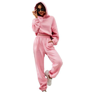 Conjunto Deportivo de Felpa de Algodón para Mujer al por Mayor, Sudadera con Capucha y Pantalones Jogger con Logotipo Personalizado, OEM, Corte Regular, Traje de Invierno de Dos Piezas, Informal, de Secado Rápido - Product Image 5