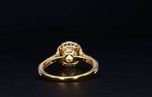 Celestial halo round brilliant <b>diamond</b> engagement <b>ring</b> with pavé accents luxury bridal wedding anniversary fine jewelry - Product Image 2