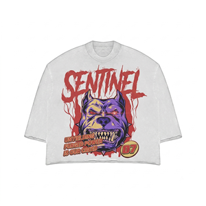 เสื้อยืดผู้ชายผ้าฝ้าย 100% ทรงหลวม พิมพ์ลาย เสื้อยืดโอเวอร์ไซส์ผู้ชาย ผ้าฝ้ายหนา 260 GSM ทรงบ็อกซี่ สีดำ ลายกราฟิก พิมพ์แบบ DTF - Product Image 3