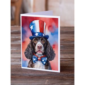 Lunatique A7 Taille 5x7 Patriotic American Water Spaniel Note Cards Pack 8 Cartes Vierges avec Enveloppes pour Salutations - Product Image 2