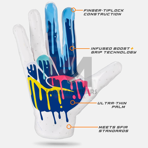 Gants de football américain ultra-adhérents avec paume en silicone, logo personnalisé, gants professionnels pour receveurs, équipement d'entraînement haute adhérence, vente en gros - Product Image 4