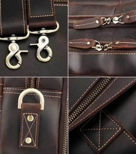 Maletín de Cuero con Cierre de Cremallera, Organizador, Unisex, para Negocios y Trabajo, 20-35L, Estilo con Asa Suave - Product Image 4