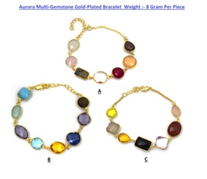 Bracelet chaîne tendance Aurora multi-pierres plaqué or 18 carats pour femme, classique, à porter au quotidien, serti clos, anniversaire - Product Image 6