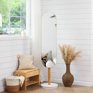 unique Wood Frame Floor Mirror with <b>Stand</b> Base Perfect For Home <b>Corner</b> Decor Fills Empty <b>Corners</b> With Style And Functionality - Product Image 3