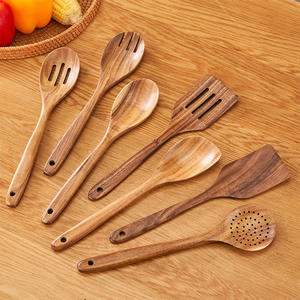 Juego de Utensilios de Cocina de Madera de Teca, Cucharas, Espátulas, Colador, Aptos para Lavavajillas, Herramientas de Cocina Ecológicas - Product Image 6